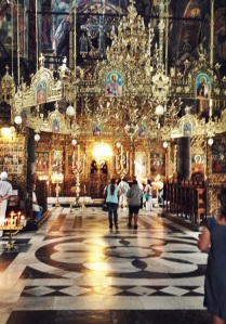 Inside the church at the Rila Monastery (photos not technically allowed...)